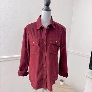 American Eagle Corduroy Shirt With Floral Embroidery